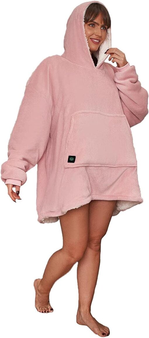 Portable Heated Sherpa Oversized Hoodie Blanket - Image 13