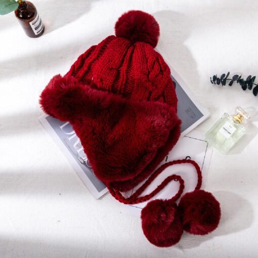 Stitching Curled Fur Ball Beanie - Image 8