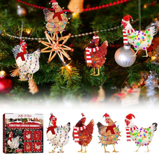 Four-Piece Christmas Scarf Chicken Ornament Sets Relaunch 2022-11-0 - Image 5