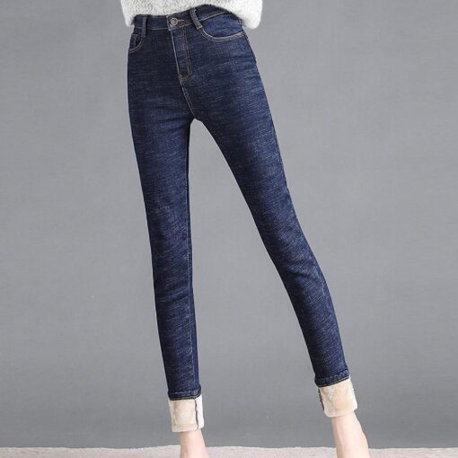 Women's Thickened Plush High Waist Pencil Jean - Image 6