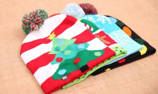 Light up  LED Christmas Flashing Beanie Hat Scarf Set - Image 17