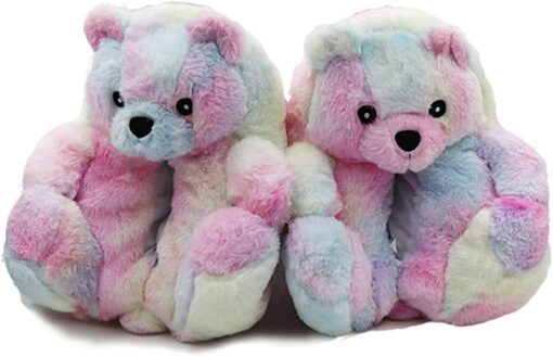 Winter Warm Cozy Plush Teddy Bear Colorful Slippers - Image 13