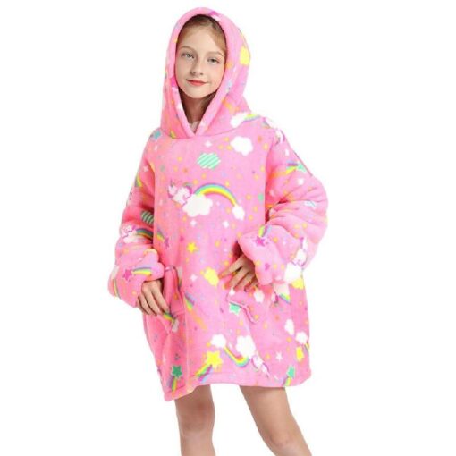 Kids Oversized Fluffy Hoodie Blanket - Image 3