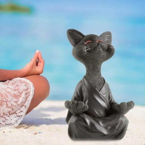 Meditation Yoga Cat Statue - Image 2