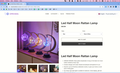 Led Half Moon Rattan Lamp - Image 23