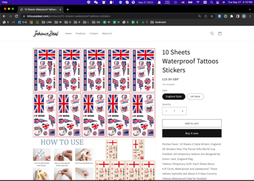 10 Sheets Waterproof Tattoos Stickers - Image 6