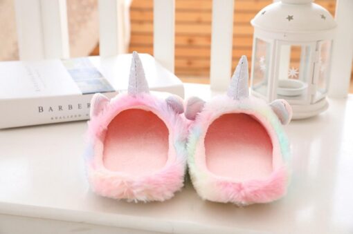 Cozy Fluffy Plush Indoor Unicorn Slippers - Image 9