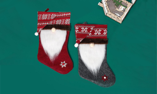 One or Two 18" Large Gnomes Christmas Socks Stocking Gift Bag - Image 7