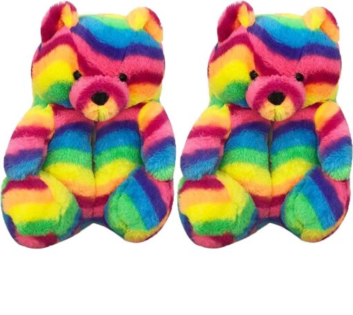 Winter Warm Cozy Plush Teddy Bear Colorful Slippers - Image 5