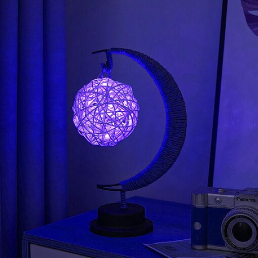 Led Half Moon Rattan Lamp - Image 7