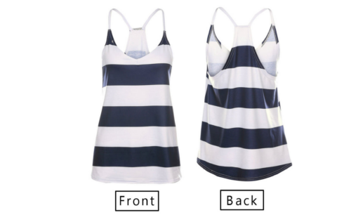 Women's Striped Backless V-neck Sleeveless Vest - Image 4