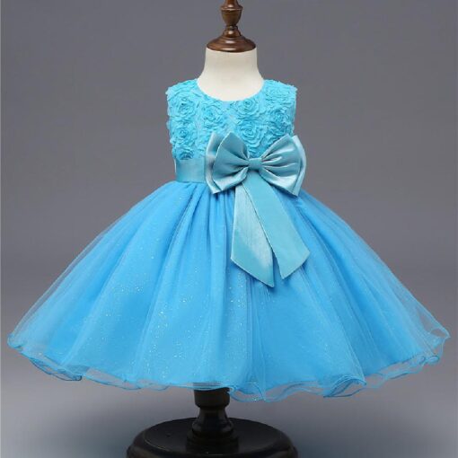 Kids Sleeveless Flowers Bowknot Princess Dress - Image 18