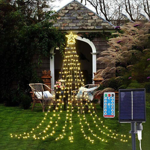 Christmas Solar Star Waterfall String Lights - Image 10