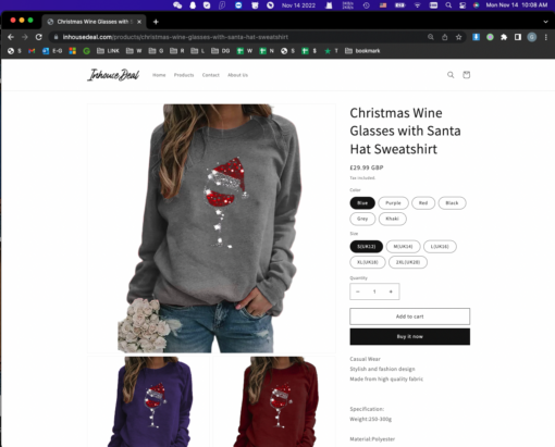 Christmas Glitter Wine Glasses with Santa Hat Sweatshirt Jumpe - Image 7