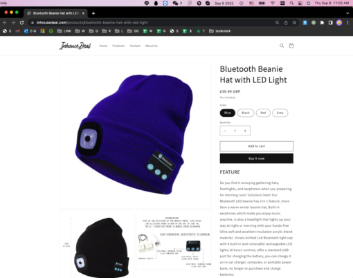 One or Two Bluetooth Beanie Hat with LED Light waiting for LEd ver - Image 6