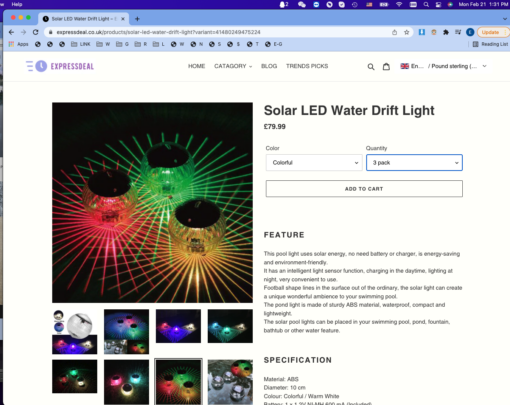 One or Three Solar LED Water Drift Light - Image 3