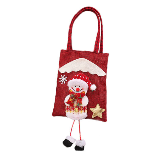 Christmas Long Legs Linen Non Woven Grocery Gift Bag - Image 2