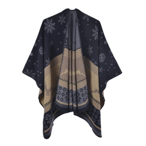 Women Warm Scarf Double-sided Thickened Christmas Shawl - Image 5