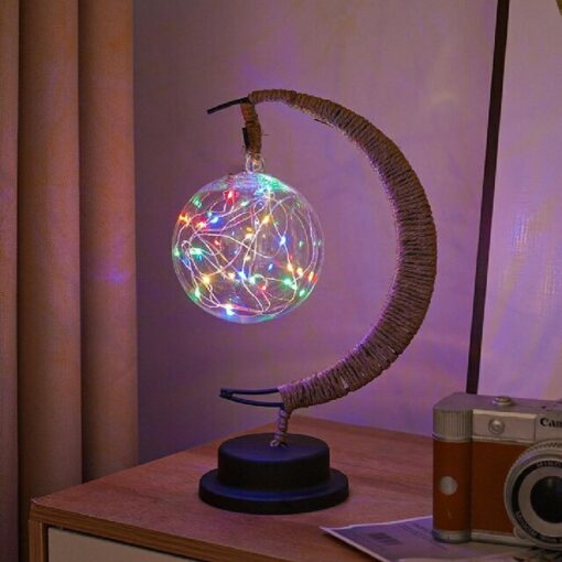 Led Half Moon Rattan Lamp - Image 9