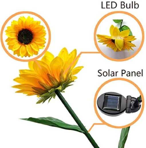 Two or Four Upgraded 3 in 1 Solar Sunflower LED Lights - Image 4