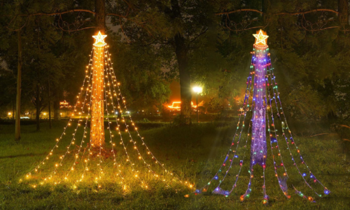 Christmas Solar Star Waterfall String Lights