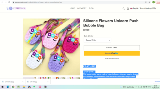 Unicorn Flowers Fidget Push Pop Bubble Bag - Image 12