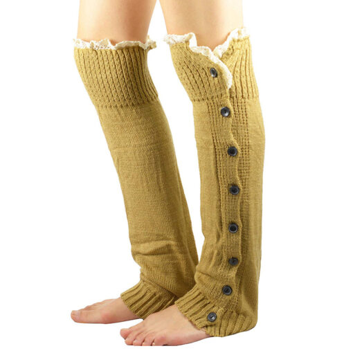 One or Two Pairs Lace straight knit socks with buttons - Image 2