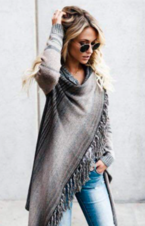 Women Warm Knitted Tassel Shawl - Image 13