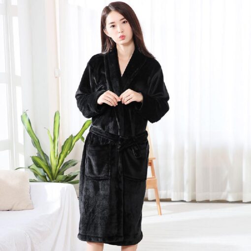 Flannel Robe Winter Bathrob - Image 14