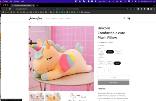 30, 40 or 60cm Unicorn Comfortable cute Plush Pillow - Image 10