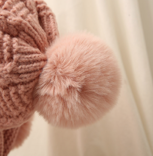 Women Winter Warm Plush Cap with Pom Pom Scarf - Image 5