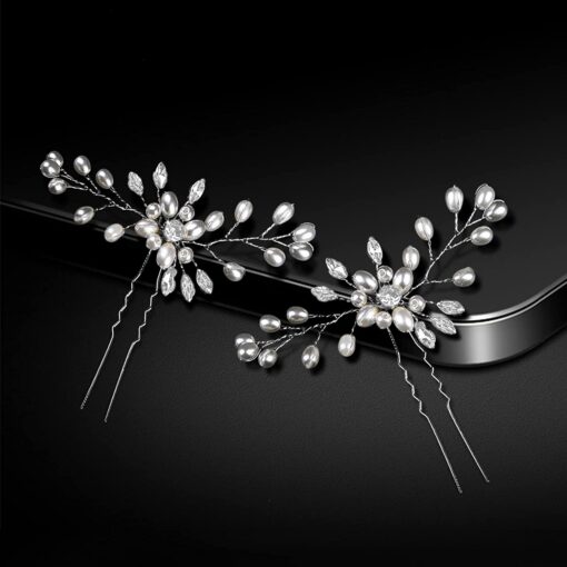 Extra Long Pearl and Crystal Beads Hair Accessories Set - Image 2