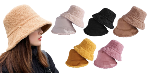 2 in 1 Women's Oversized Fleece Bucket Hat