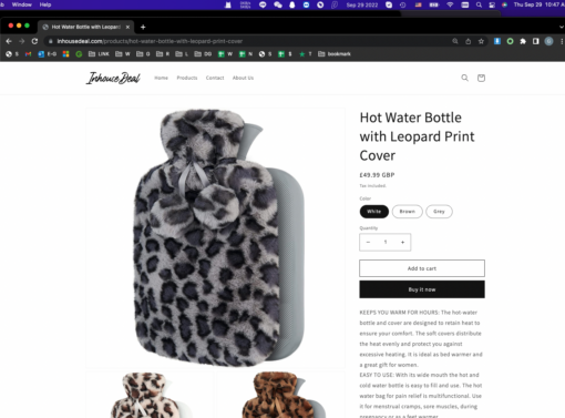 Hot Water Bottle with Leopard Print Cover - Image 4