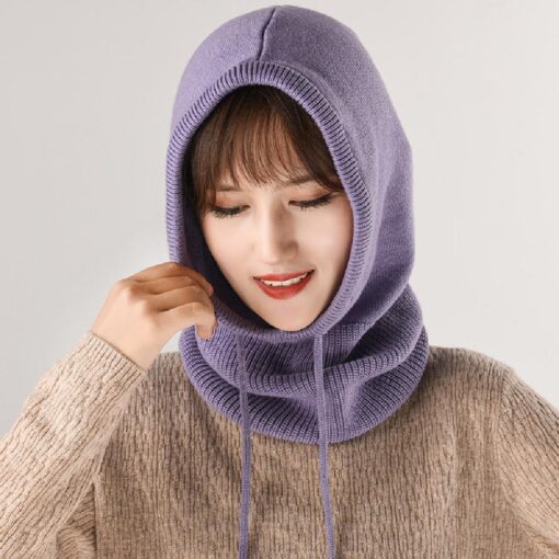 Women Winter Knitted Hood Beanie Hats - Image 2