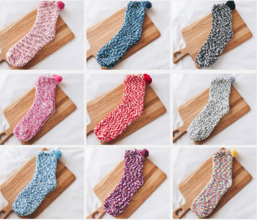 One Three or Nine pairs Soft Plush Colorful Cupcake Socks - Image 46