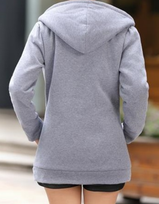 Women Fleece Lined Hooded Zipper Coat - Image 7