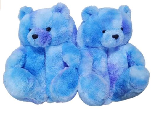 Winter Warm Cozy Plush Teddy Bear Colorful Slippers - Image 9