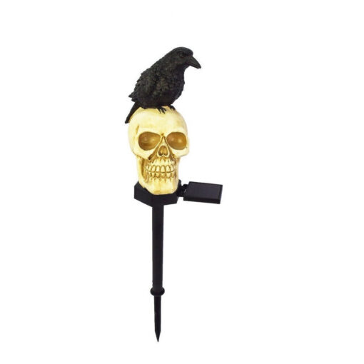 One, Two or Three Solar Skull and Crow Garden Landscape Lights - Image 6