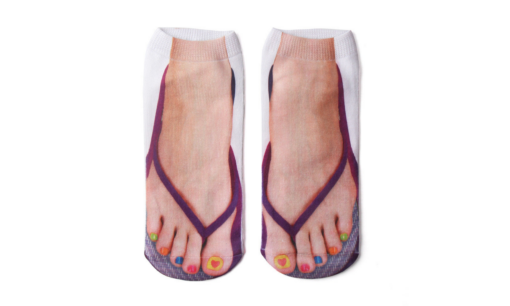 One or Eight Pairs 3D Flip Flop Printed Ankle Socks - Image 2