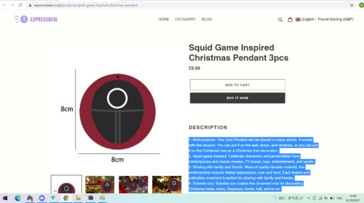 Squid Game Inspired Christmas Pendant 3pcs - Image 6