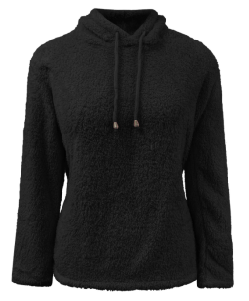 Women Drawstring Plush Hoodie - Image 3