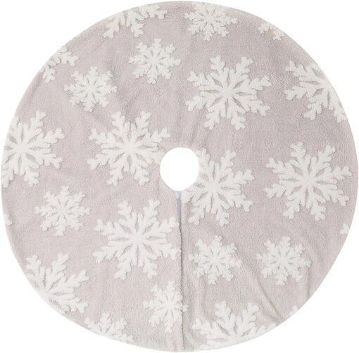 90 or 122CM Snowflake Faux Fur Christmas Tree Skirts - Image 3