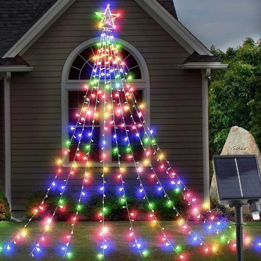 Christmas Solar Star Waterfall String Lights - Image 13