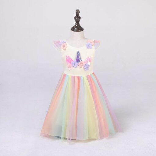 Kids Sleeveless Rainbow Unicorn Princess Dress - Image 23