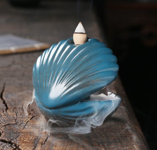 Shell Ceramic Waterfall Incense Burner with free incense cones - Image 9