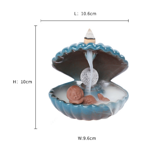 Shell Ceramic Waterfall Incense Burner with free incense cones - Image 13