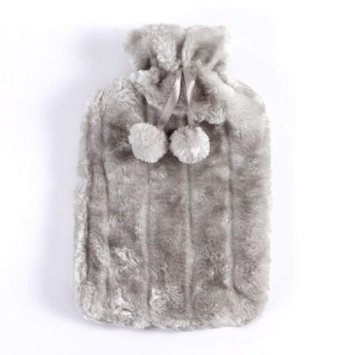 2L Rubber Hot Water Bottle with Faux Fluffy Cover - Image 2