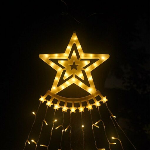 Christmas Solar Star Waterfall String Lights - Image 6