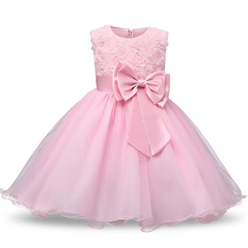 Kids Sleeveless Flowers Bowknot Princess Dress - Image 15